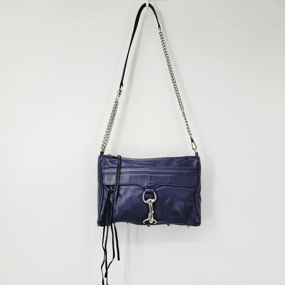 Rebecca Minkoff MAC Daddy Crossbody Bag Navy Blue Ink Silver Vintage Made in USA - Picture 11 of 11